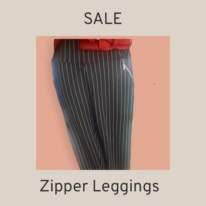 Ladies stripped side zipper leggings